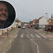 Area - a Street View image of Thorpe-le-Soken High Street and an inset image of builder Steve Brown