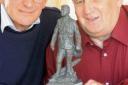Sculptor John Doubleday (left) and fundraiser Michael Turner admire the mini statue