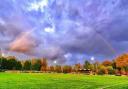 Breaking through - a rainbow amid cloudy skies during Witham Town's Pitching In Isthmian League division north game at Aveley, last Saturday Picture: JIM PURTILL