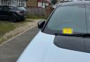 Fined - one of the cars in Church Road, Clacton, on Easter Sunday