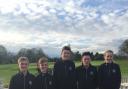 TOUGH START: Clacton’s Essex Golf Union Youth Shield team of, from left, junior captain Riley Faulkner, Wilf Elliott, Josh Bethell, Max Smith and Katy Yates.
