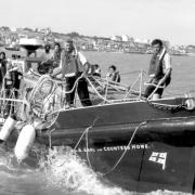 All aboard - crew onboard Earl and Countess Howe just off of Walton Pier which was on station between 1977 and 1983
