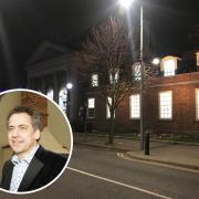Clacton Town lit up in support of Ukraine. Inset: Tendring Council leader Neil Stock