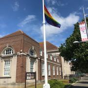 Pride - The rainbow flag flying at Clacton Town Hall. Picture: Will Lodge/TDC