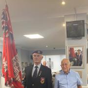 Long-Standing Members - Flag bearer Walter Dixon with Mr Allen