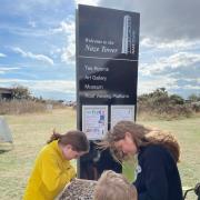 Searching - Milly, Seb and Niesje looking for shark's teeth. Picture: Naze Tower