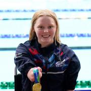 Golden girl - Ellie Challis with her gold medal for the Women's 50m Breaststroke SB2 at the 2023 Para Swimming World Championships in Manchester