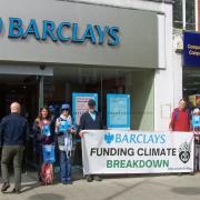 Protest - Activists of the group Extinction Rebellion took part in a protest at the Barclays branch in Clacton