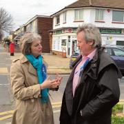 Theresa May with Giles Watling in Holland-on-Sea