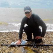 STING IN THE TAIL: Gale Light with his 50lb stingray, caught from St Osyth beach.