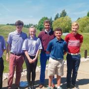 DOING THEIR CLUB PROUD: pictured from left are Lee Thomson, Ryan Forecast, Claire Vaughan, Hamish Stubbs, Jake Wells and Reece Balls, who represented Frinton at the Faldo Wedge at The Essex Golf and Country Club.