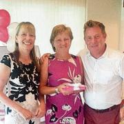 MEMORABLE DAY: Clacton lady captain Julia Hewett, Captain’s Day winner Fiona Cope and club captain Steve Parkes.