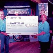 WORTHY CAUSE: £920 was raised for Diabetes UK at the recent Shore Fishing UK charity match in Clacton. Pictured from left are Chris Turk, the chairman of Diabetes UK, secretary Tracy Vernon, John Popplewell and John Holloway, from Shore Fishing UK.
