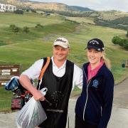 PROUD MOMENT: Katy Yates and dad Steve, prior to teeing off in the Junior Europen Golf Championship in Spain.