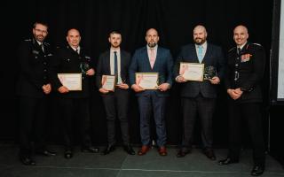Heroes - DS Phil Weedon, DC Adam Westall, PC Tom Rowsell, together with local policing team officers PC Richie Brannan and Special Constable Damien Butcher saved the lives of nine people during a fire in Clacton in November 2023