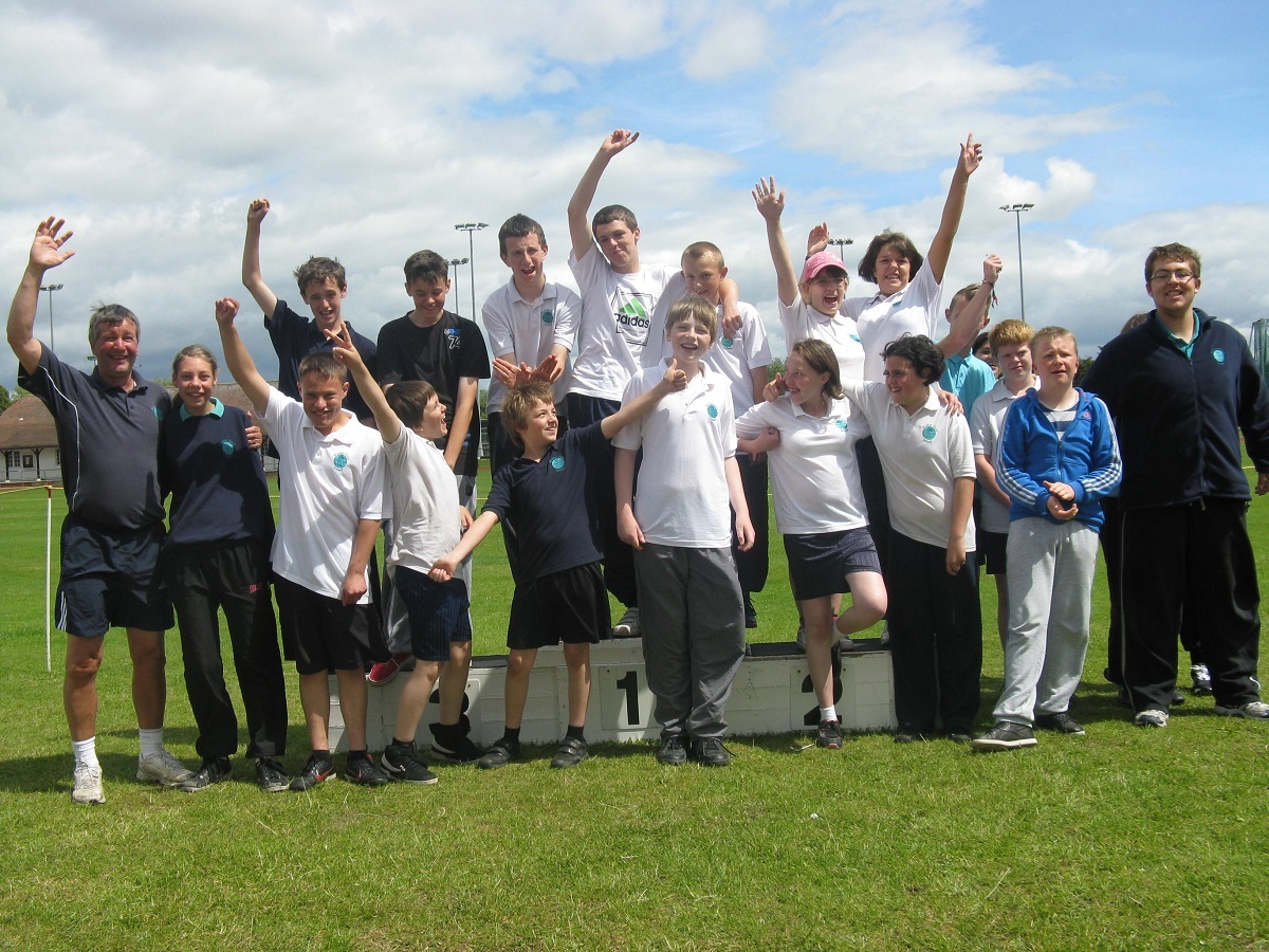 Three cheers - delighted Market Field School pupils, who took part in an inter-schools athletics event at the Colchester Garrison track in 2017