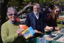 Bookworms - Volunteers Jenny Royce and Tony Barrett with a customer