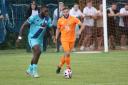 Goal rush: Nnamdi Nwachuku (left) in action for Braintree Town during their 6-1 friendly win at Holland FC.