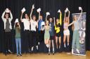 Success - Students in Clacton jumping for joy after getting their A level results