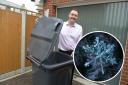 Frozen: Martin Goss with a wheelie bin