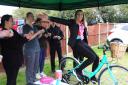 Celebration - Danielle celebrates completing her 40-mile charity cycle ride