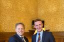Conservative candidate for Westmorland and Lonsdale Matty Jackman with defence secretary Grant Shapps (left)