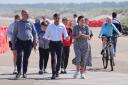 Prime Minister Rishi Sunak walks with husband and wife Ian and Maureen Levy, Conservative parliamentary candidates for Cramlington and Killingworth, and Blyth and Ashington, respectivley, at Blyth Beach in the North East of England while on the General