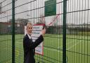 Nigel Spencer MBE opens the new multi use games area courts in Little Clacton