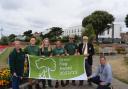 Retained - Councillor Michael Talbot with the Green Flag at Clacton Seafront Gardens, along with volunteers and Tendring Council horticultural staff. Picture: TDC