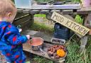 Messy Fun - Zachary got to create with the school's mud kitchen.