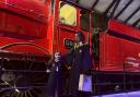 Superfans - Blair Drysdale and mum Crystal Eve next to the Hogwarts Express during a trip to the Harry Potter Studios\