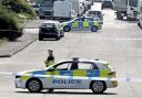 The cordons in place at the scene
