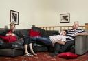 George Gilbey (centre) appeared on Gogglebox with his mum Linda and stepdad Pete