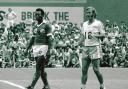 Close attention - Adrian Webster keeps tabs on Pele while playing for Seattle Sounders in the US