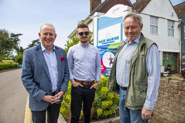 Clacton and Frinton Gazette: Staycation - Graham Evans, head of government affairs at Parkdean Resorts, Tom Joyce, general manager at Naze Marine Holiday Park and Clacton MP Giles Watling