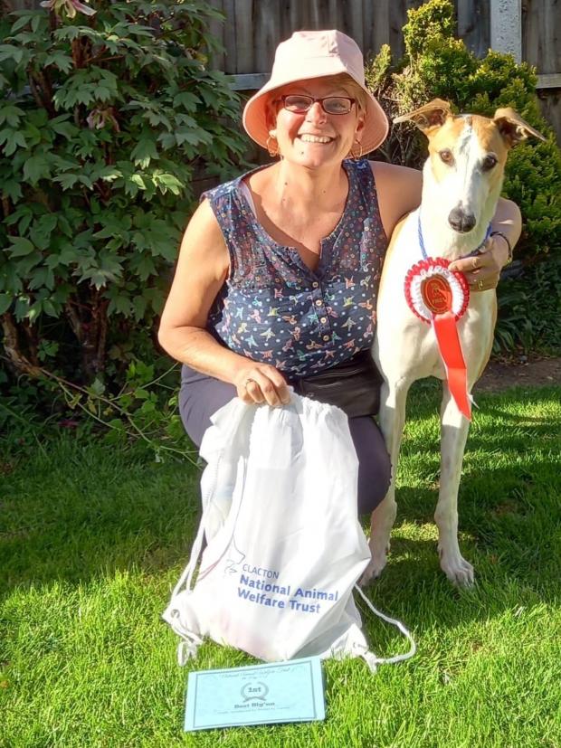 Clacton and Frinton Gazette: All smiles - Cherry Box and her dog Jimmy who claimed first prize in the best big'un category.