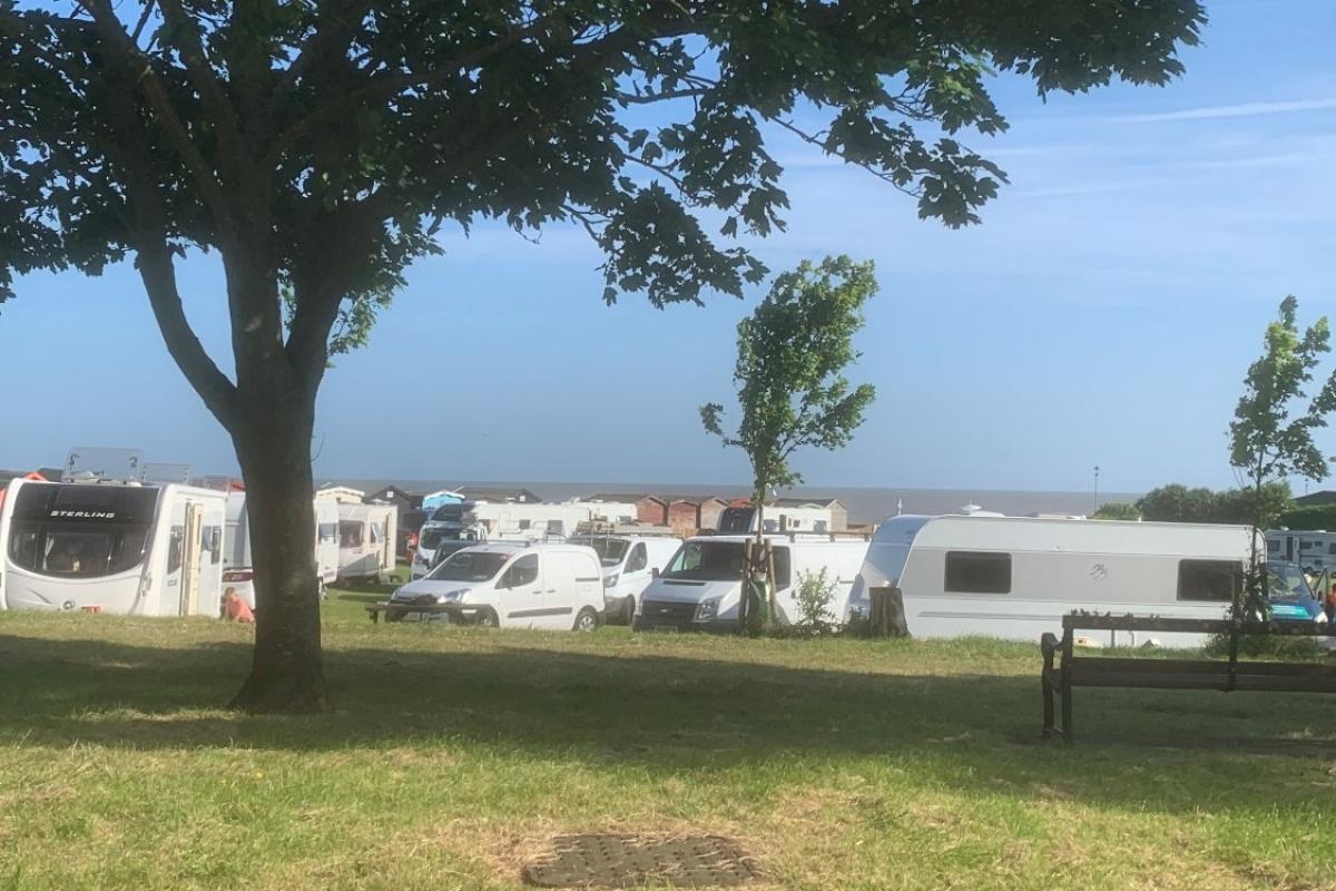 Pitched up - The travellers in Naze Park Road, Walton.