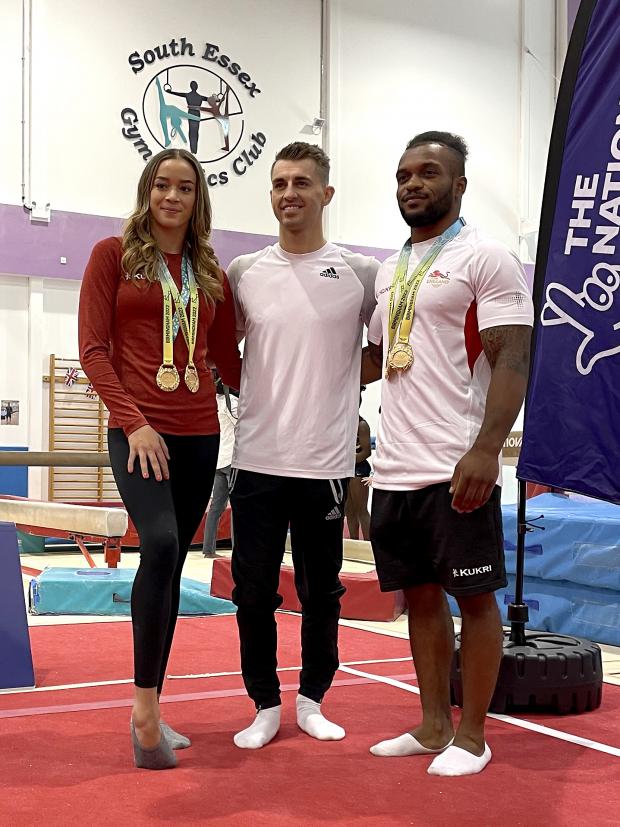Clacton and Frinton Gazette: Max Whitlock (centre), Georgia-Mae Fenton (left) and Courtney Tulloch at the South Essex Gymnastics Club (PA)