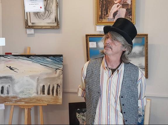 Clacton and Frinton Gazette: Freeform - Michael Sparrow pictured with his exhiition Clacton and Frinton Gazette: Freeform - Michael Sparrow pictured with his exhiition