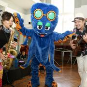 Hitting the right note - Octopus Ahoy! mascot CJ rocked out with Mambo Jambo at the Harwich Arts and Heritage Centre, as part of this year's Harwich Festival of the Arts Picture: STEVE BRADING