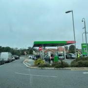 The queues at Asda petrol station in Clacton today (September 24)