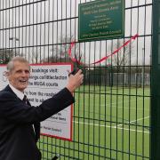 Nigel Spencer MBE opens the new multi use games area courts in Little Clacton