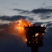 Set ablaze - The beacon at the Naze in Walton was lit to celebrate the Queen's jubilee. Credit: Paul Mynors