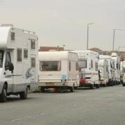 Caravan ban: Travellers next to the airshow site in Marine Parade West in 2012