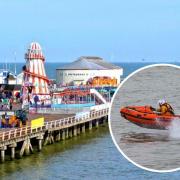 Scene - a lifeboat rushed to rescue someone near Clacton Pier