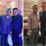 Celebs - The restaurant owners with the two celebs who visited Saffron