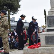 Wreaths being laid at the war memorial in Clacton