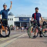Cyclists at Clacton Pier
