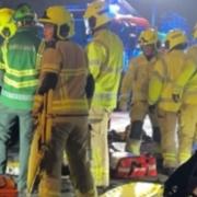 Emergency services attend to a serious crash on Bolton Road in Bradford last night.
