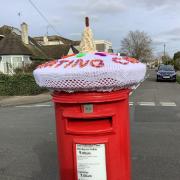 Awareness - The post-box topper knitted by Diana